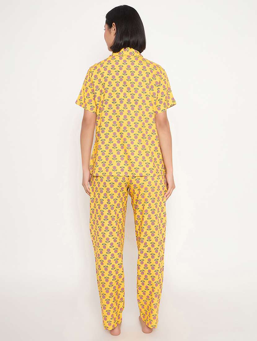 women printed short sleeve nightwear pyjama set - 22003123 - Standard Image - 4