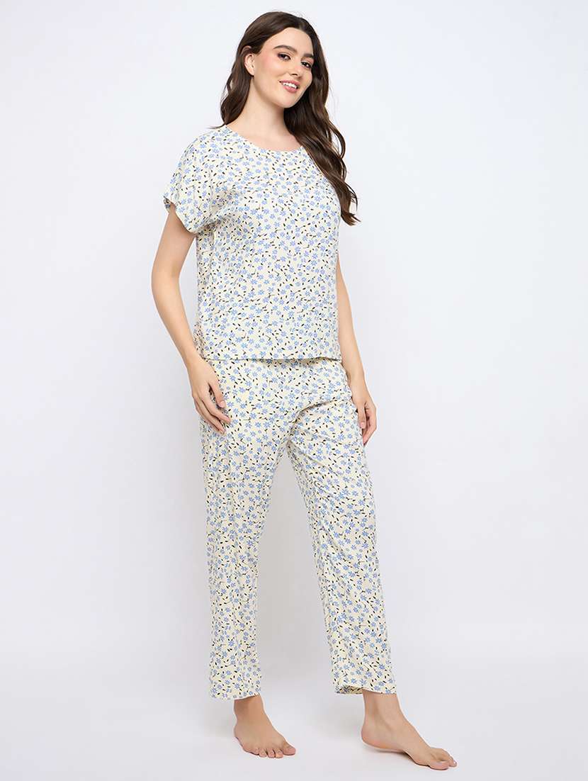 women printed short sleeve nightwear pyjama set - 22003129 -  Standard Image - 1