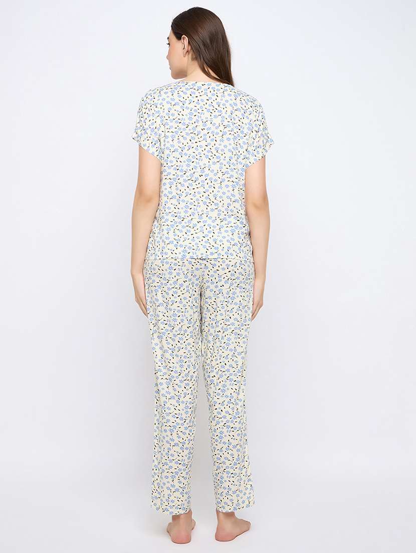 women printed short sleeve nightwear pyjama set - 22003129 -  Standard Image - 4