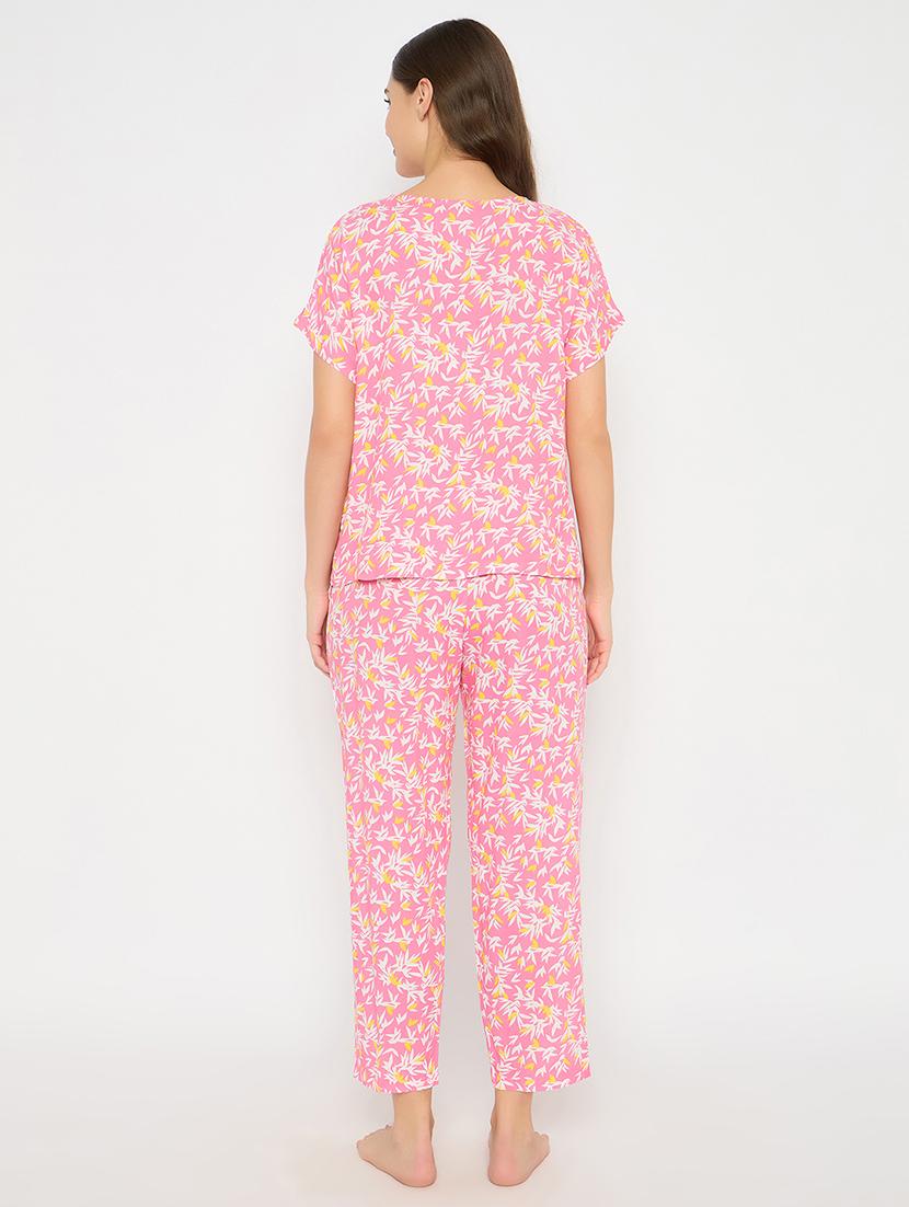 women printed short sleeve nightwear pyjama set - 22003130 - Standard Image - 4