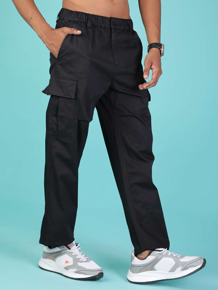 men solid mid rise regular fit cargo  - 22003256 -  Standard Image - 1