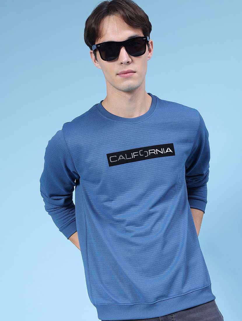 men chest print long sleeve regualr fit sweatshirt