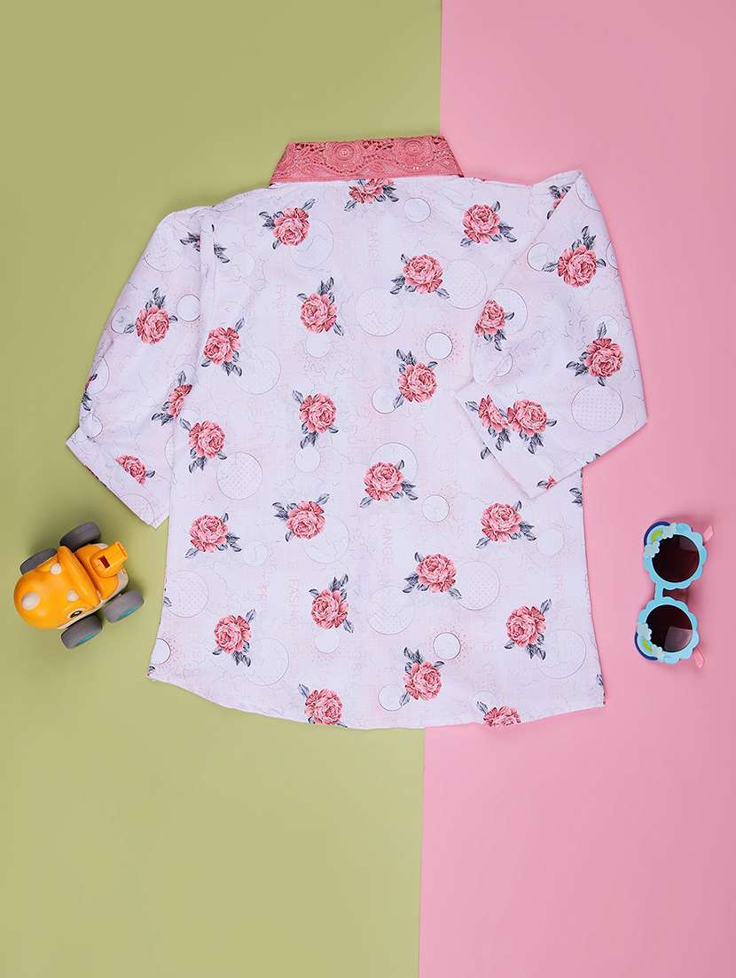 girls floral printed three quarter sleeve top - 22003278 -  Standard Image - 1