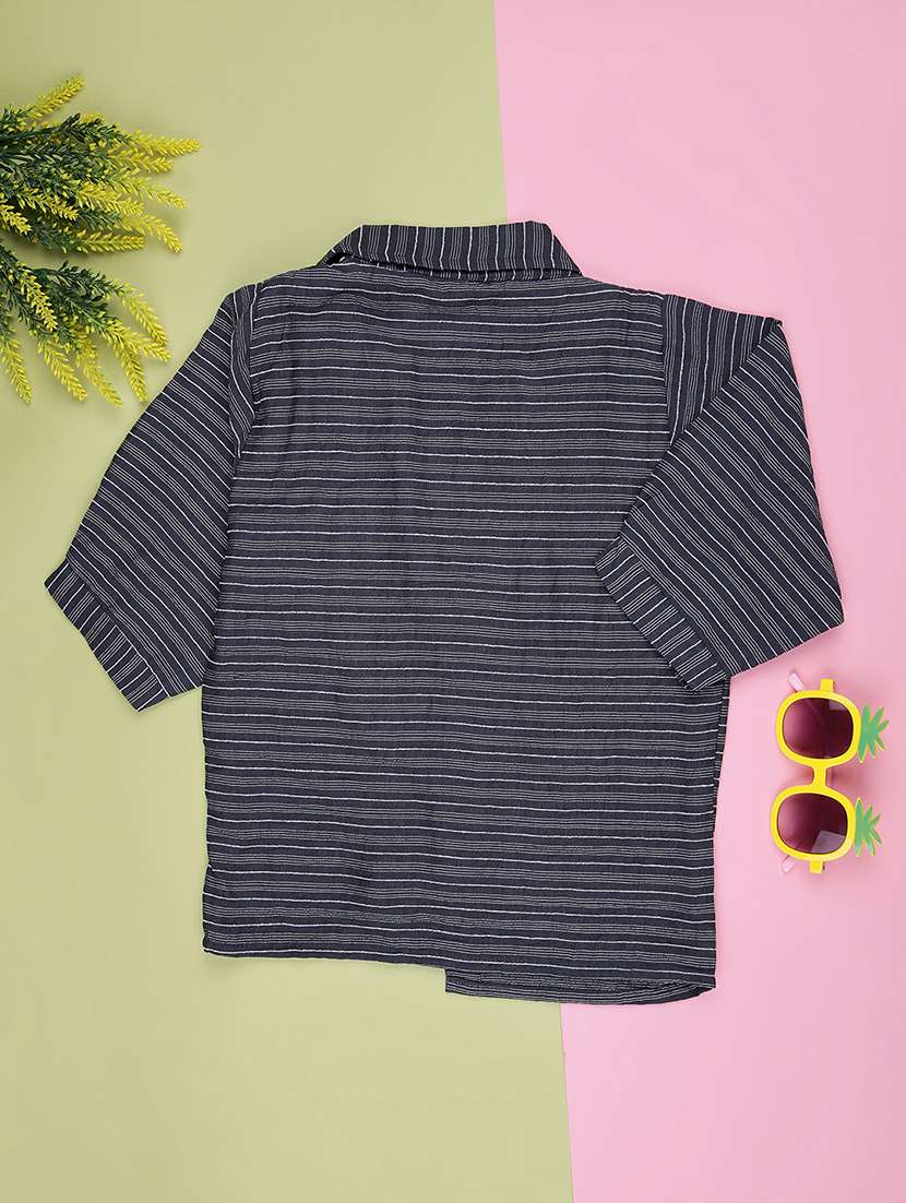 girls striped three quarter sleeve top - 22003286 -  Standard Image - 1