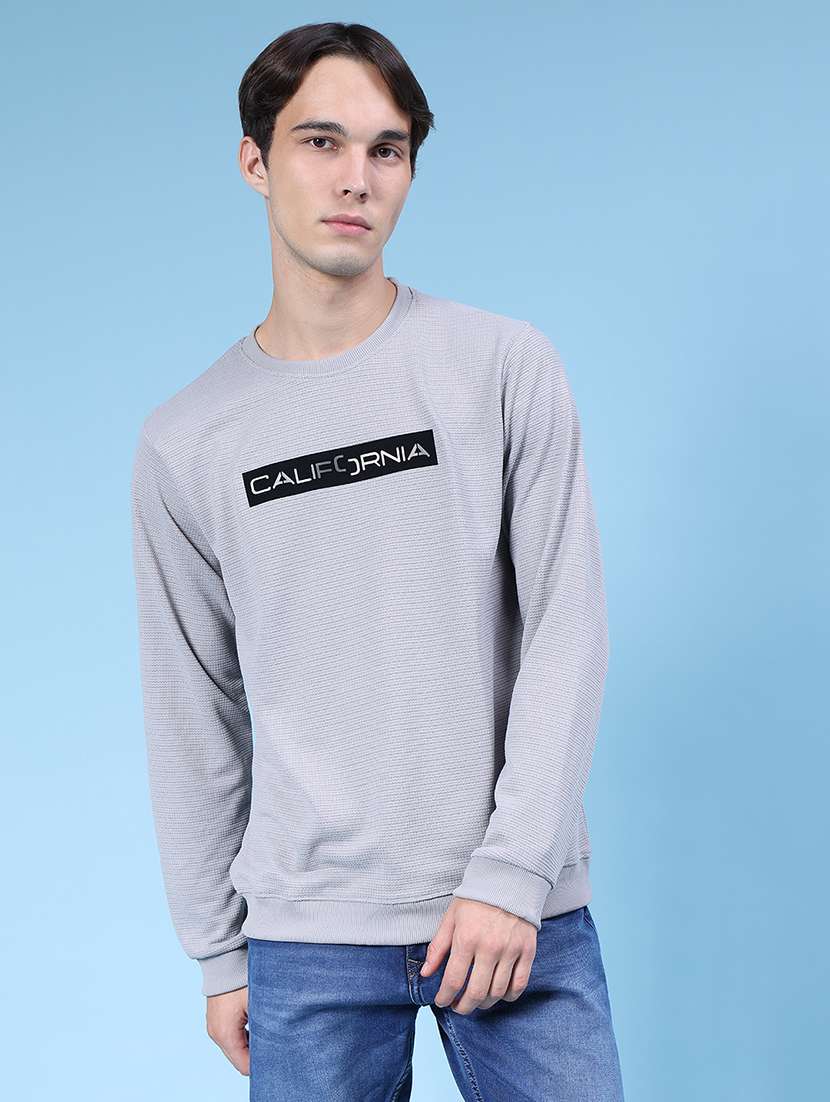 men chest print long sleeve regualr fit sweatshirt - 22003299 -  Standard Image - 1