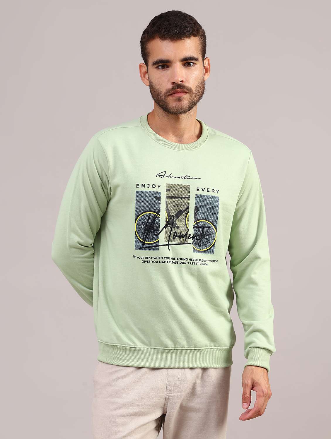 men printed long sleeve regular fit sweatshirt - 22003319 -  Standard Image - 1