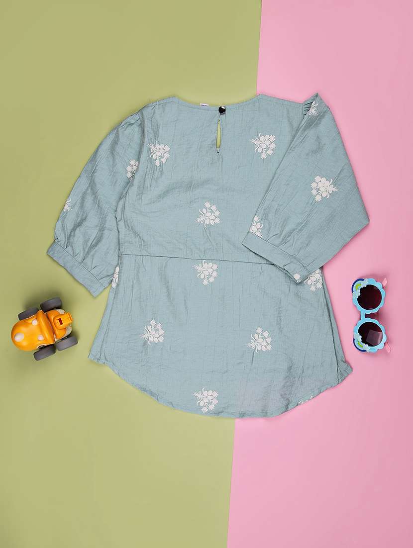 girls solid with work three quarter sleeve top - 22003343 -  Standard Image - 1