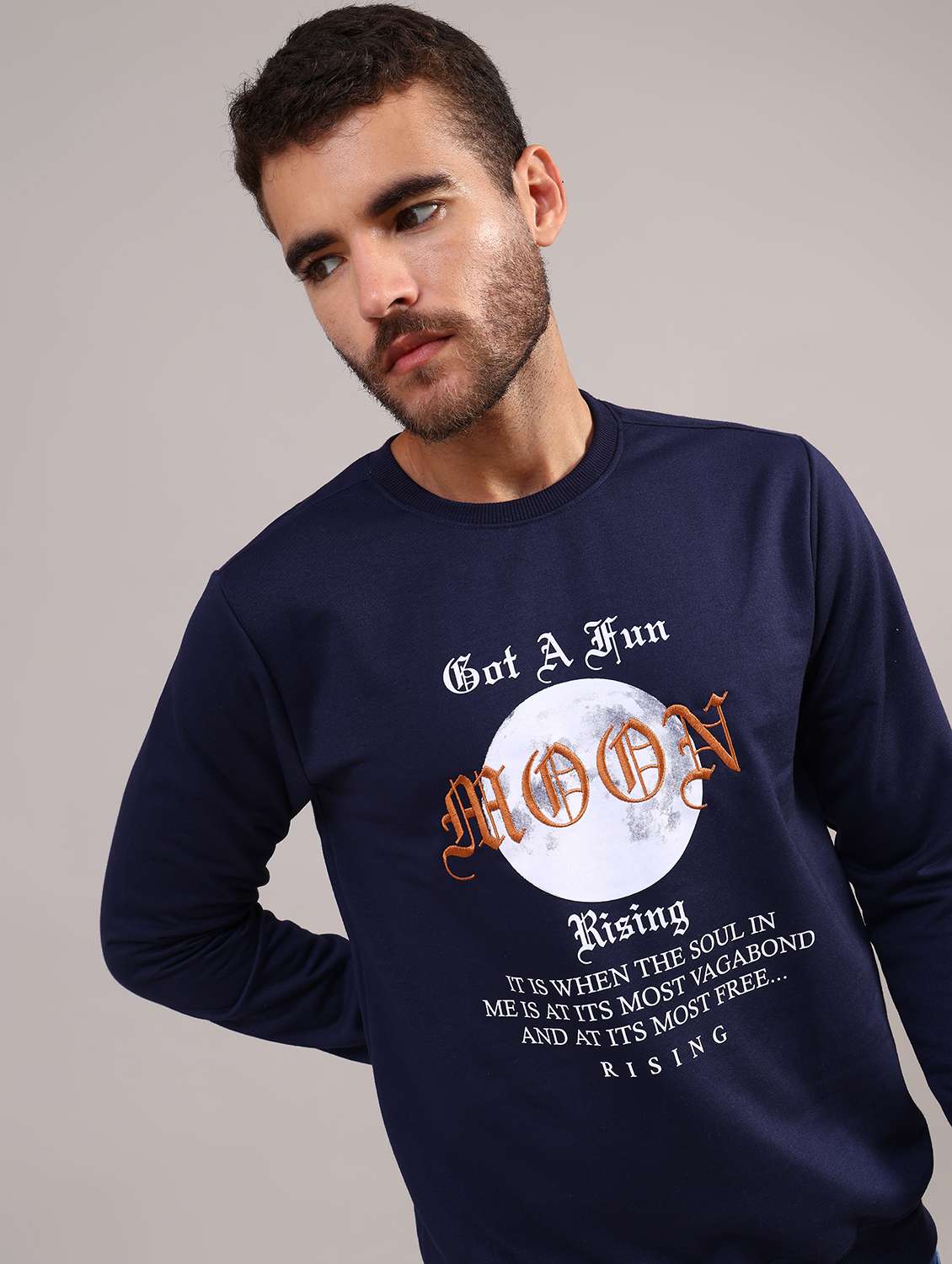 men printed long sleeve regular fit sweatshirt