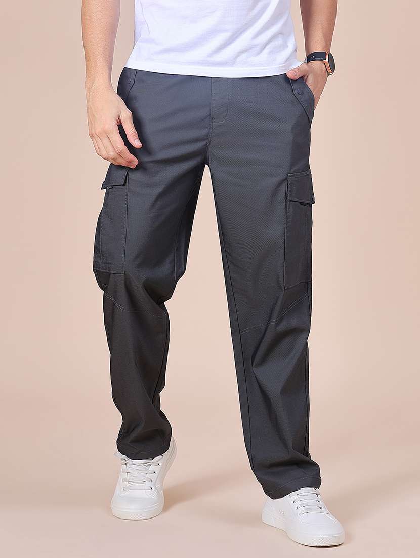 men solid mid rise regular fit cargo  - 22003395 -  Standard Image - 1