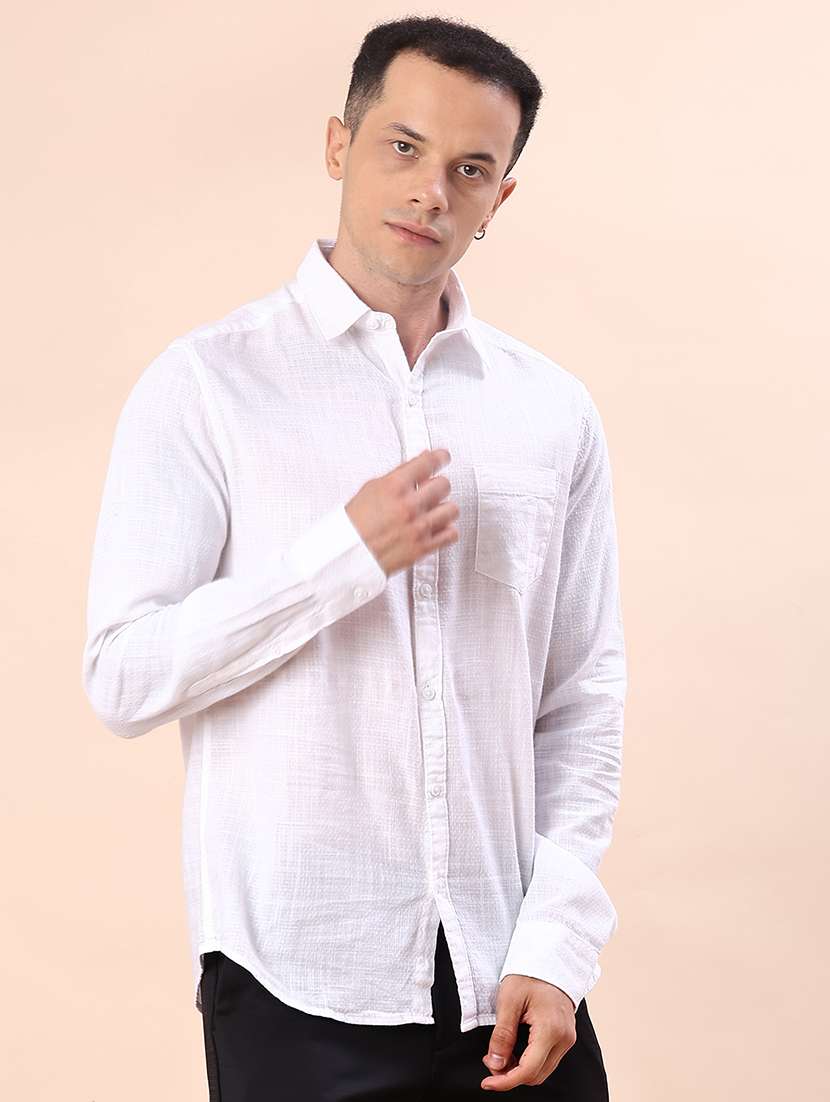 men solid collared long sleeve shirt - 22003543 -  Standard Image - 1
