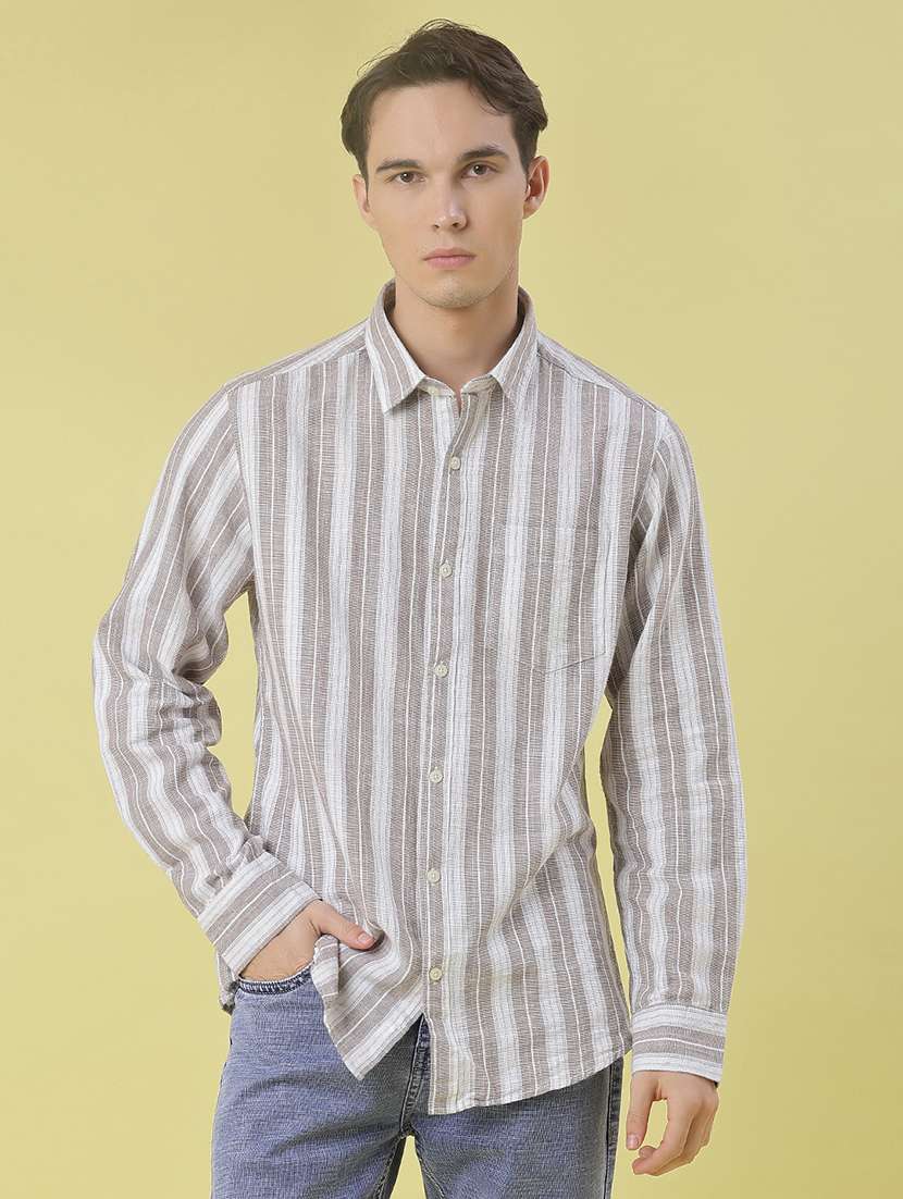 men striped long sleeve regular fit casual shirt - 22003577 -  Standard Image - 1