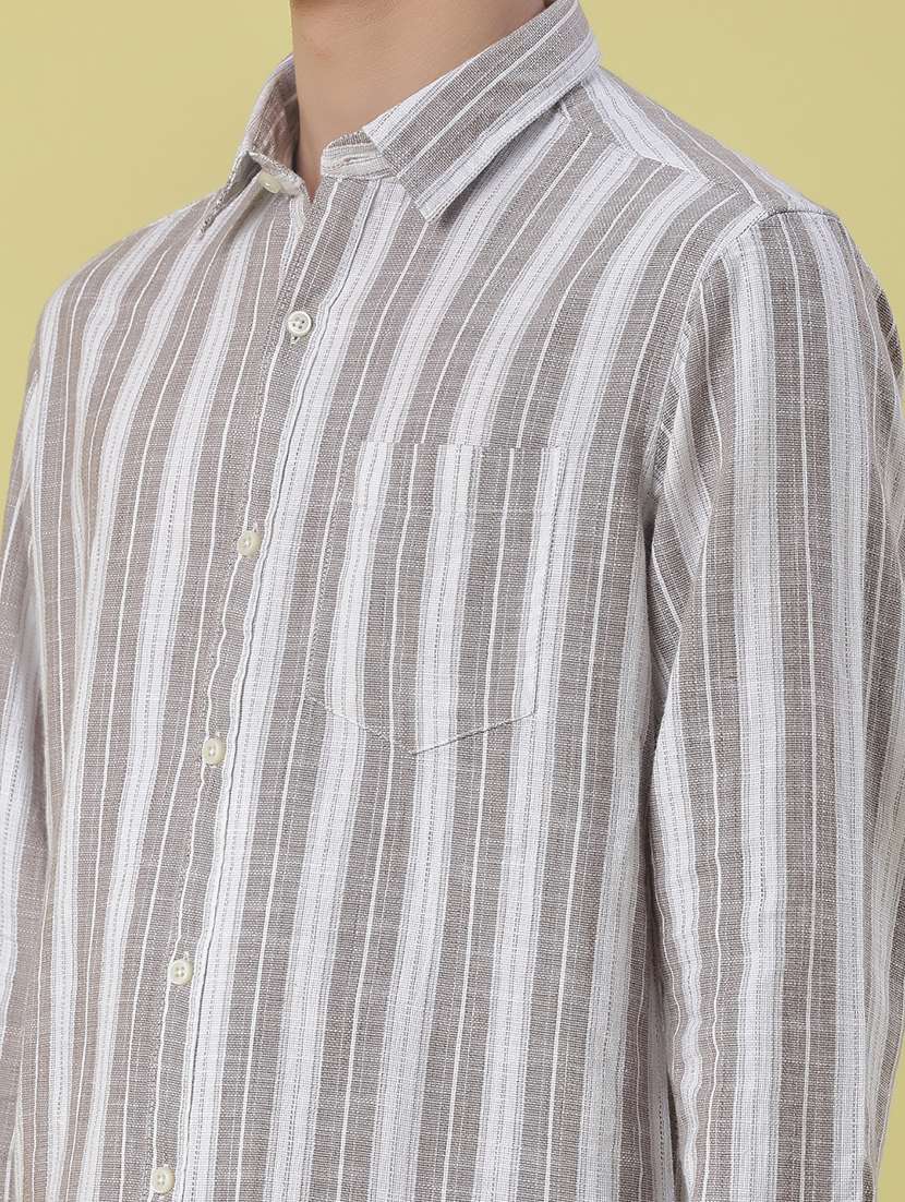 men striped long sleeve regular fit casual shirt - 22003577 -  Standard Image - 4