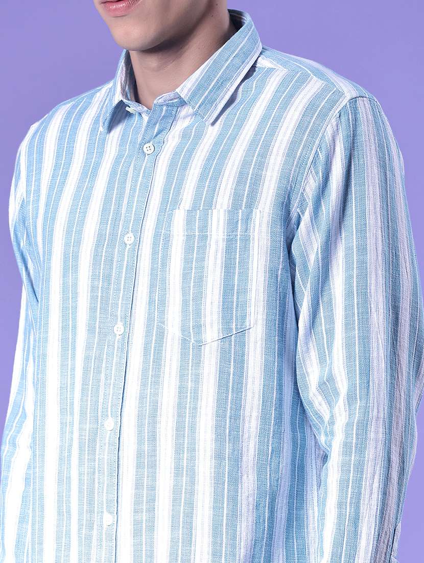 men striped long sleeve regular fit casual shirt - 22003578 -  Standard Image - 4