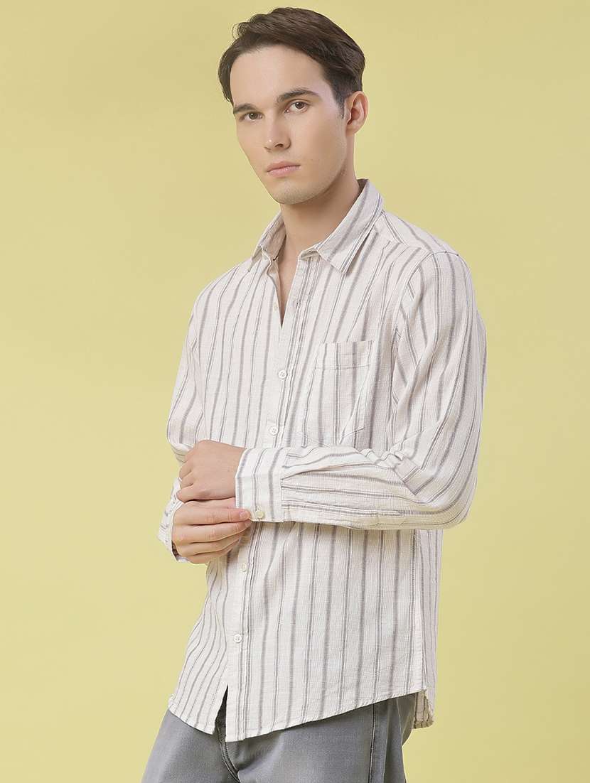 men striped long sleeve regular fit casual shirt - 22003581 - Standard Image - 1