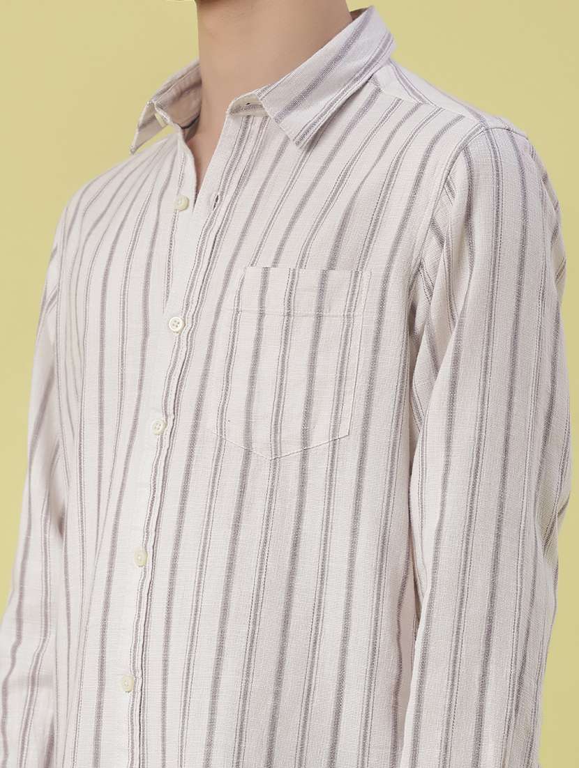 men striped long sleeve regular fit casual shirt - 22003581 - Standard Image - 4