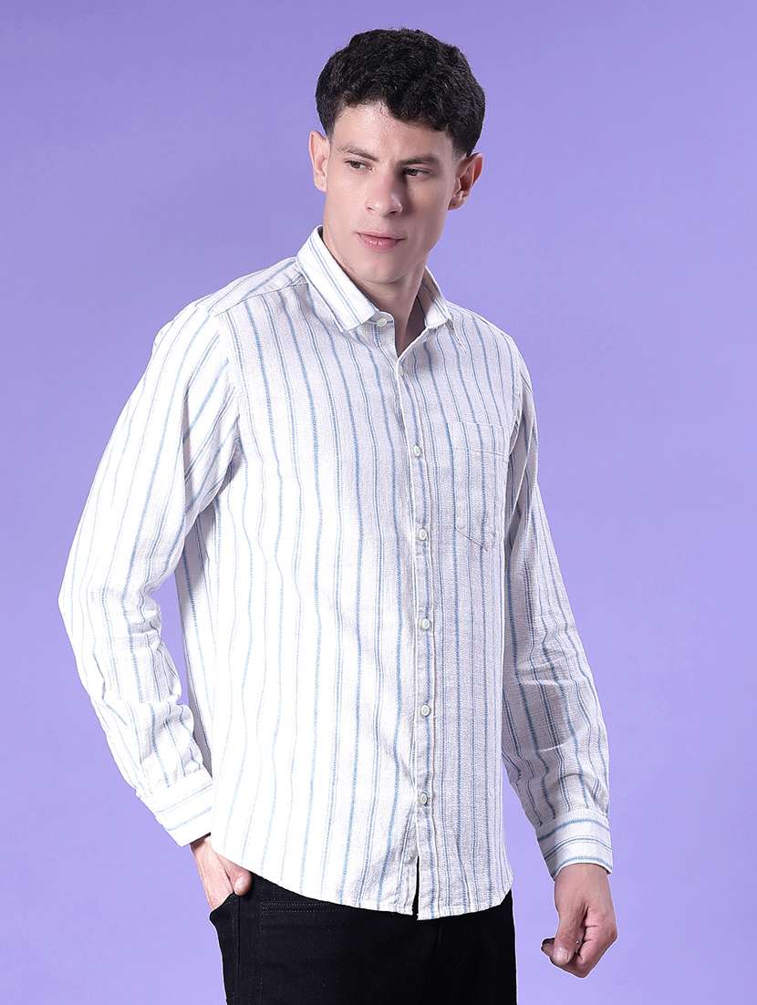 men striped long sleeve regular fit casual shirt - 22003582 -  Standard Image - 1