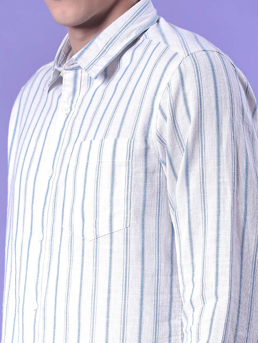 men striped long sleeve regular fit casual shirt - 22003582 -  Standard Image - 4