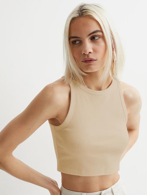 women solid sleeveless tank crop top - 22003640 -  Standard Image - 0