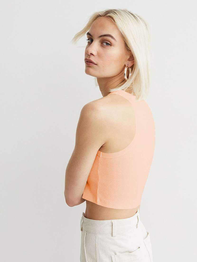 women solid sleeveless tank crop top - 22003645 -  Standard Image - 1