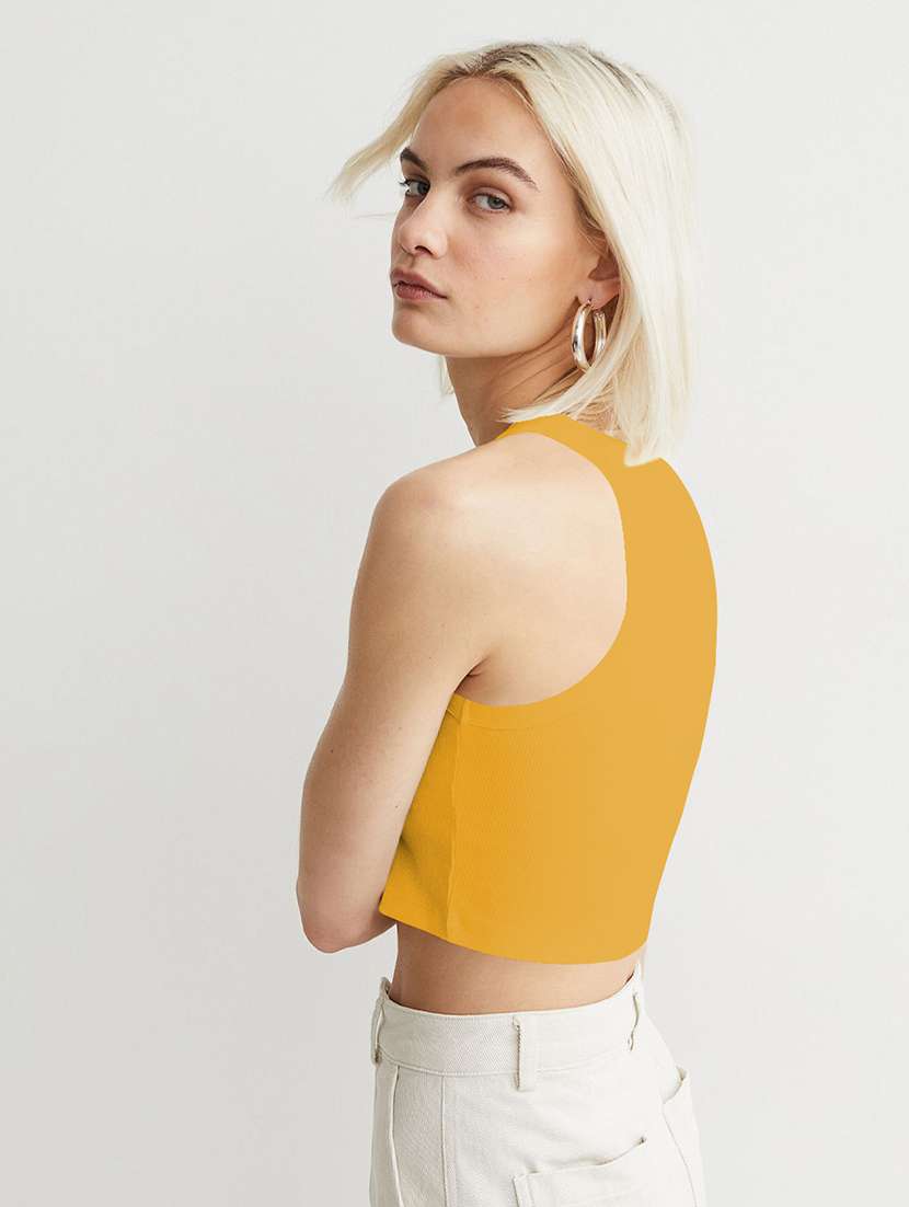 women solid sleeveless tank crop top - 22003646 -  Standard Image - 1