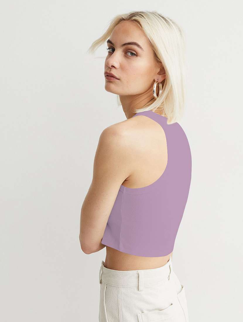 women solid sleeveless tank crop top - 22003648 -  Standard Image - 1