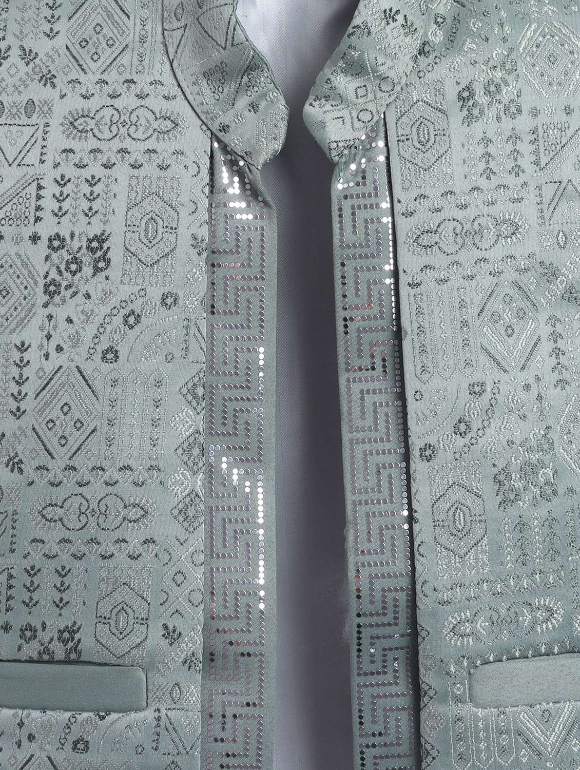 boys kurta and trouser with embroidered nehru jacket - 22003802 -  Standard Image - 1