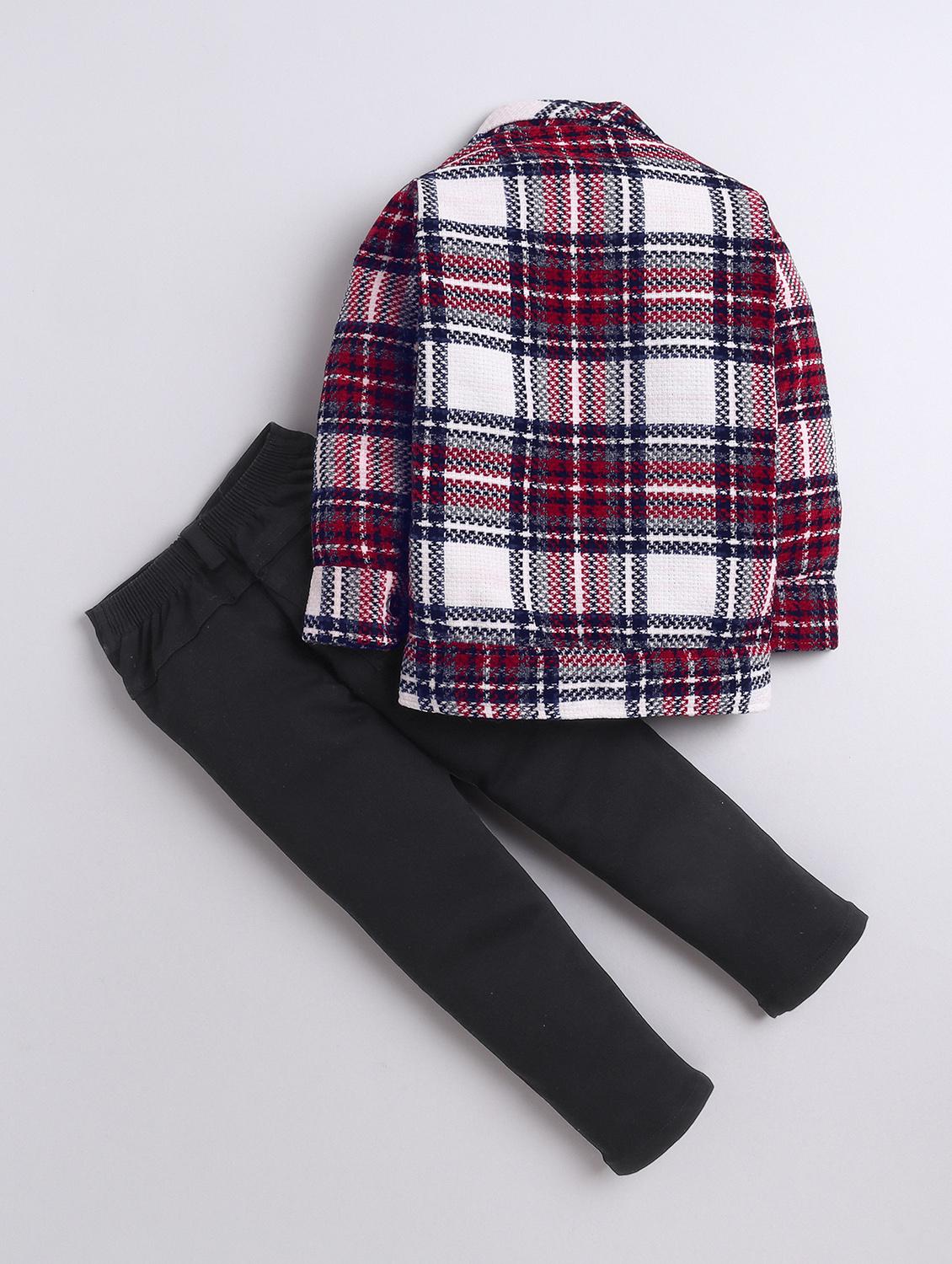 boys checkered shirt and trouser with t-shirt - 22003807 - Standard Image - 4