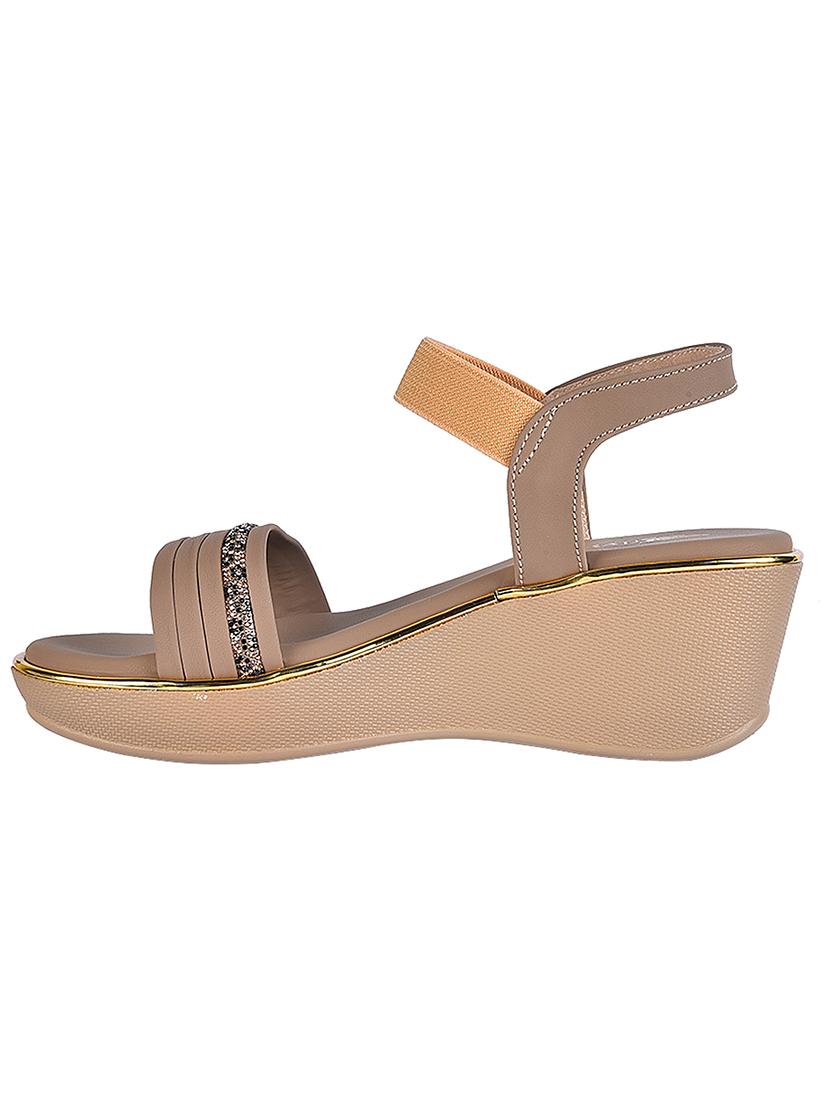 women nude back strap platforms wedge - 22003809 -  Standard Image - 1