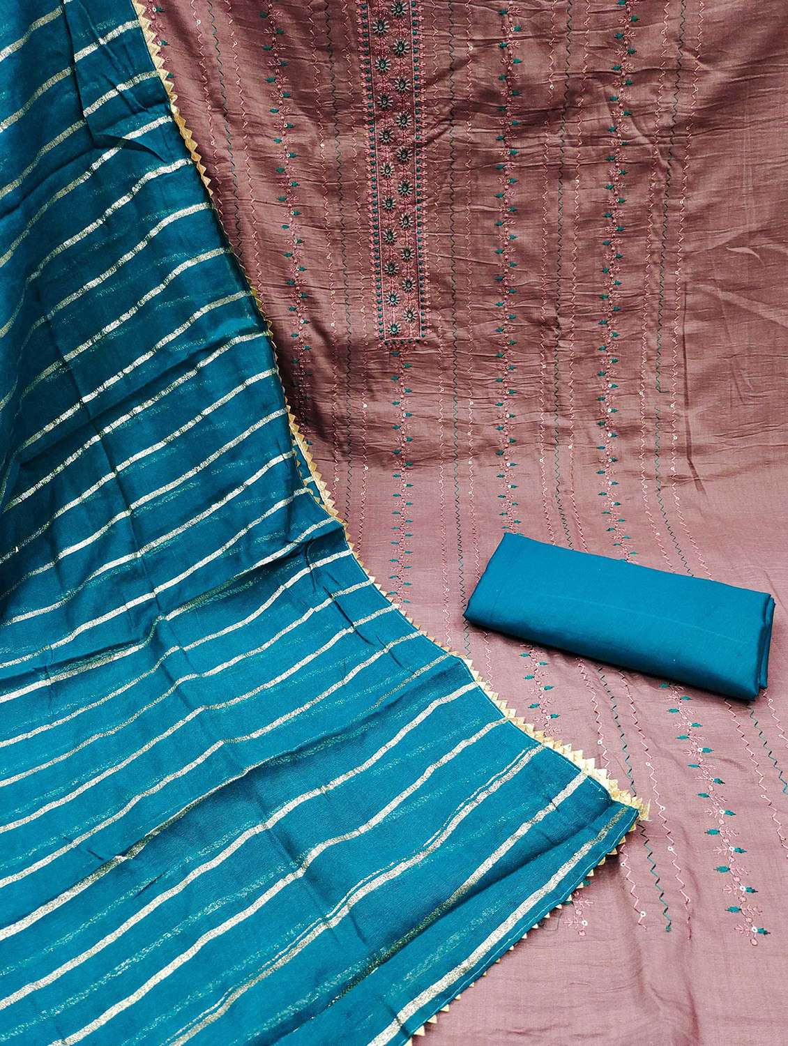 women solid with work embroidered unstitched suit set - 22003823 -  Standard Image - 1