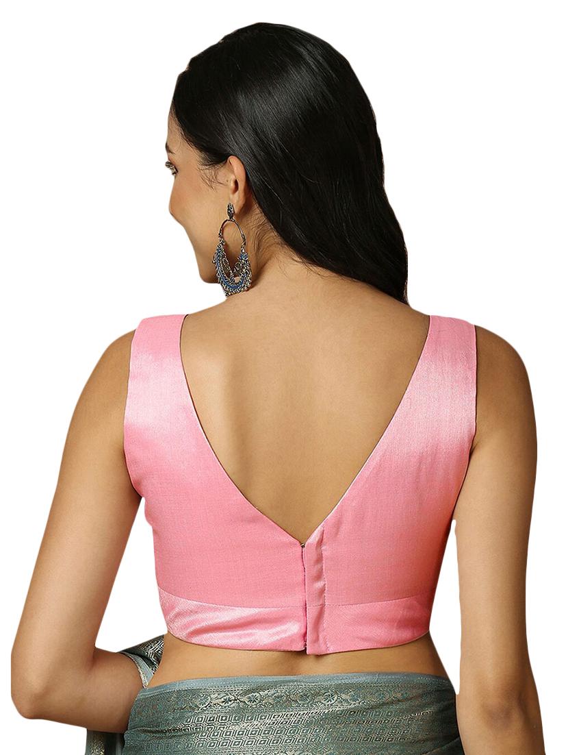 women pink sleeveless plain stitched blouse - 22003860 -  Standard Image - 1