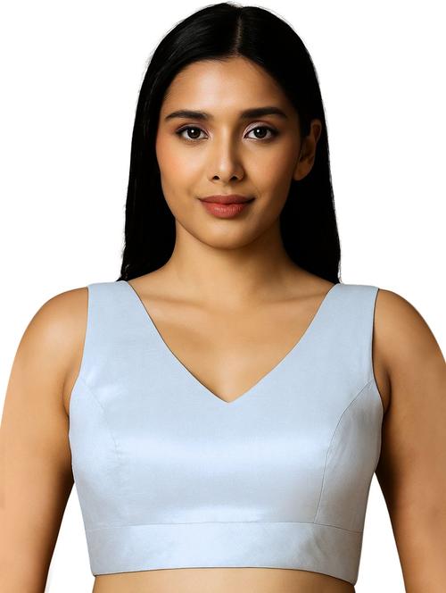 women solid v-neck sleeveless stitched blouse - 22003866 - Standard Image - 0