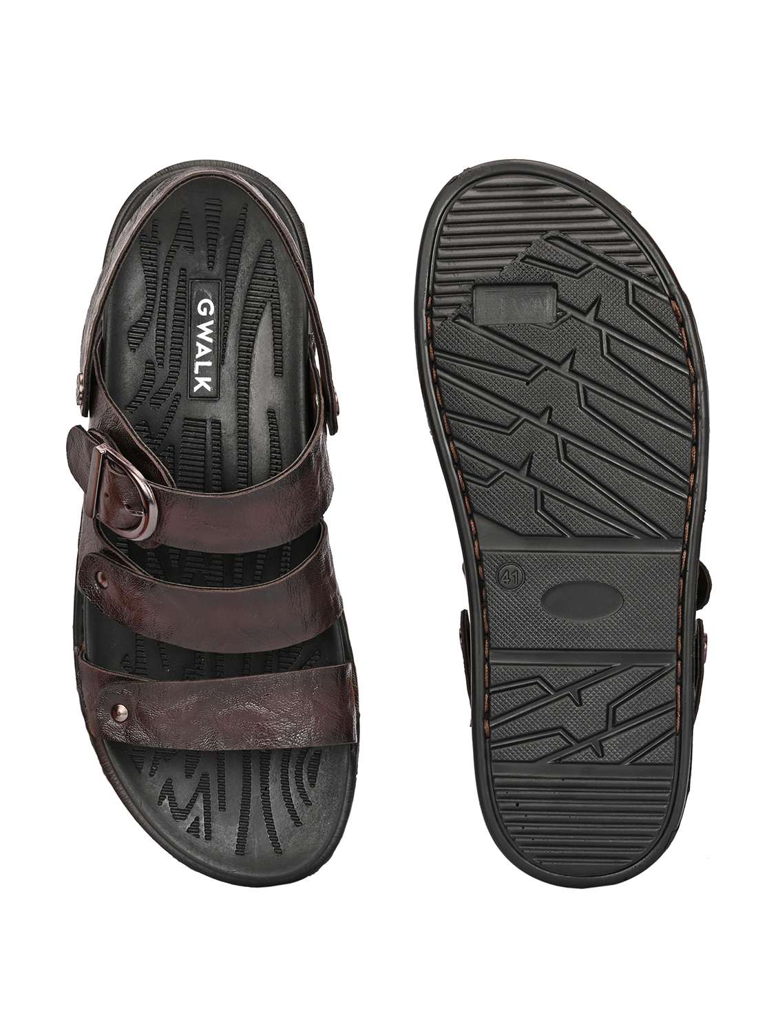 men brown back strap sandal - 22003905 -  Standard Image - 4
