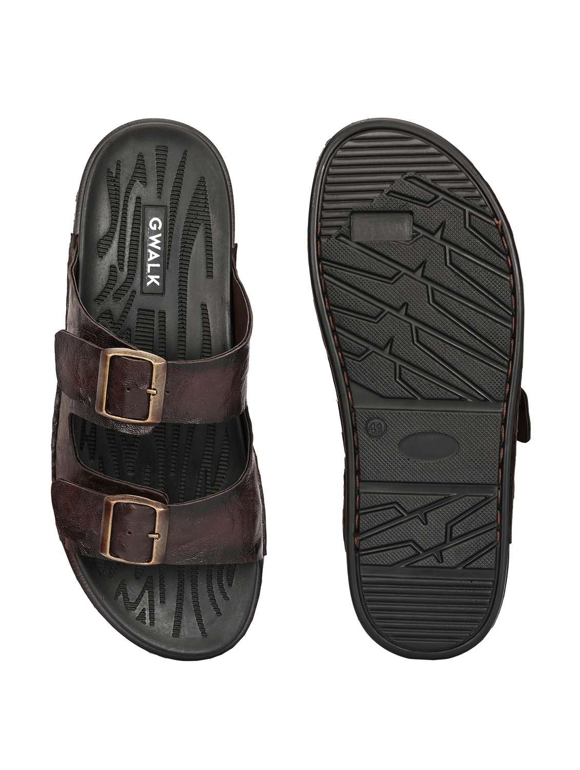 men brown slip on sandal - 22003908 -  Standard Image - 4