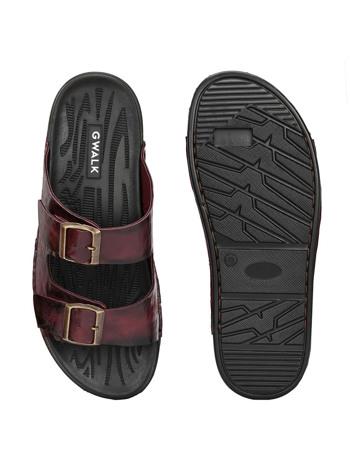 men burgundy slip on sandal - 22003909 -  Standard Image - 4