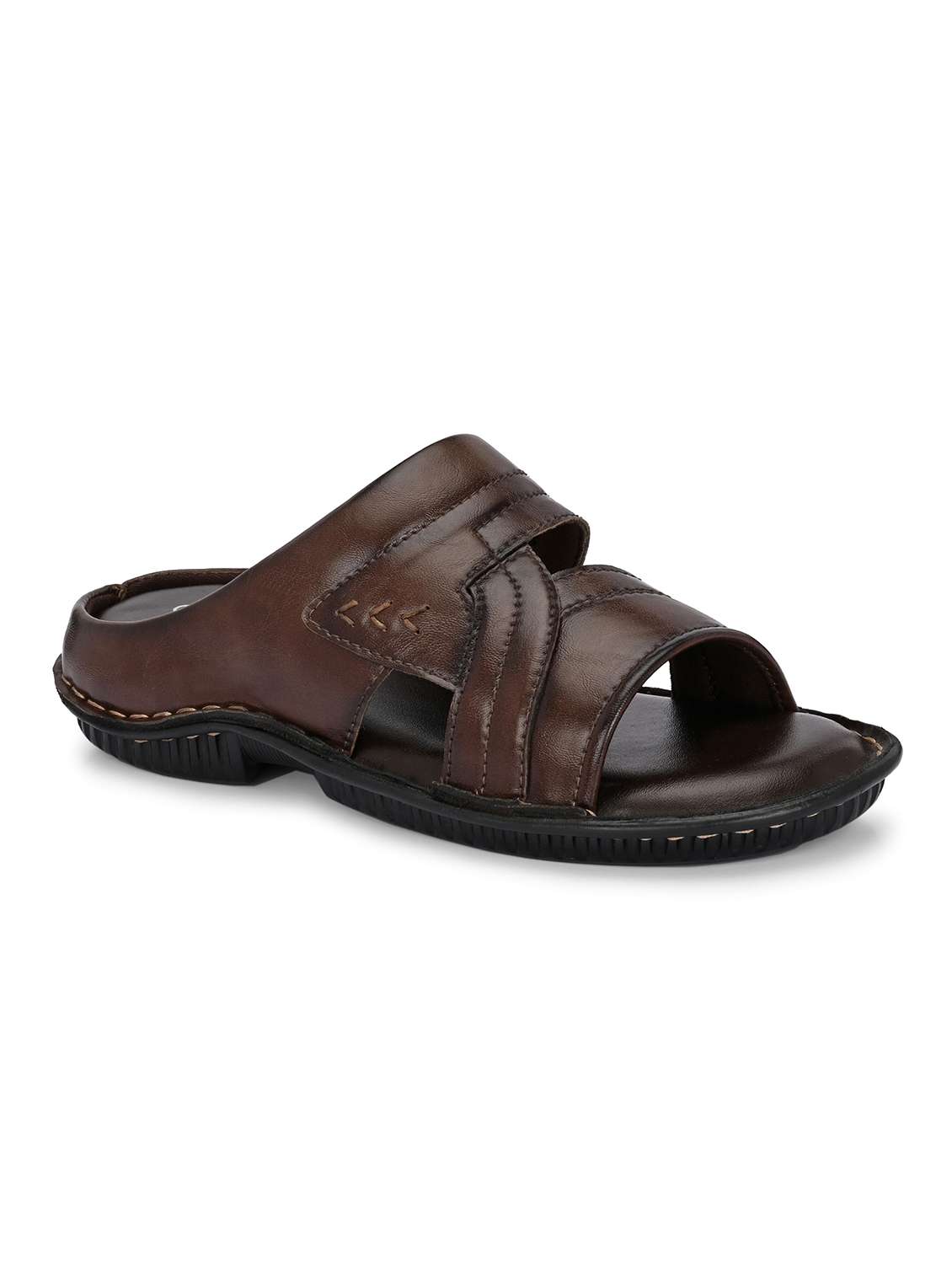 men brown slip on sandal - 22003924 -  Standard Image - 1