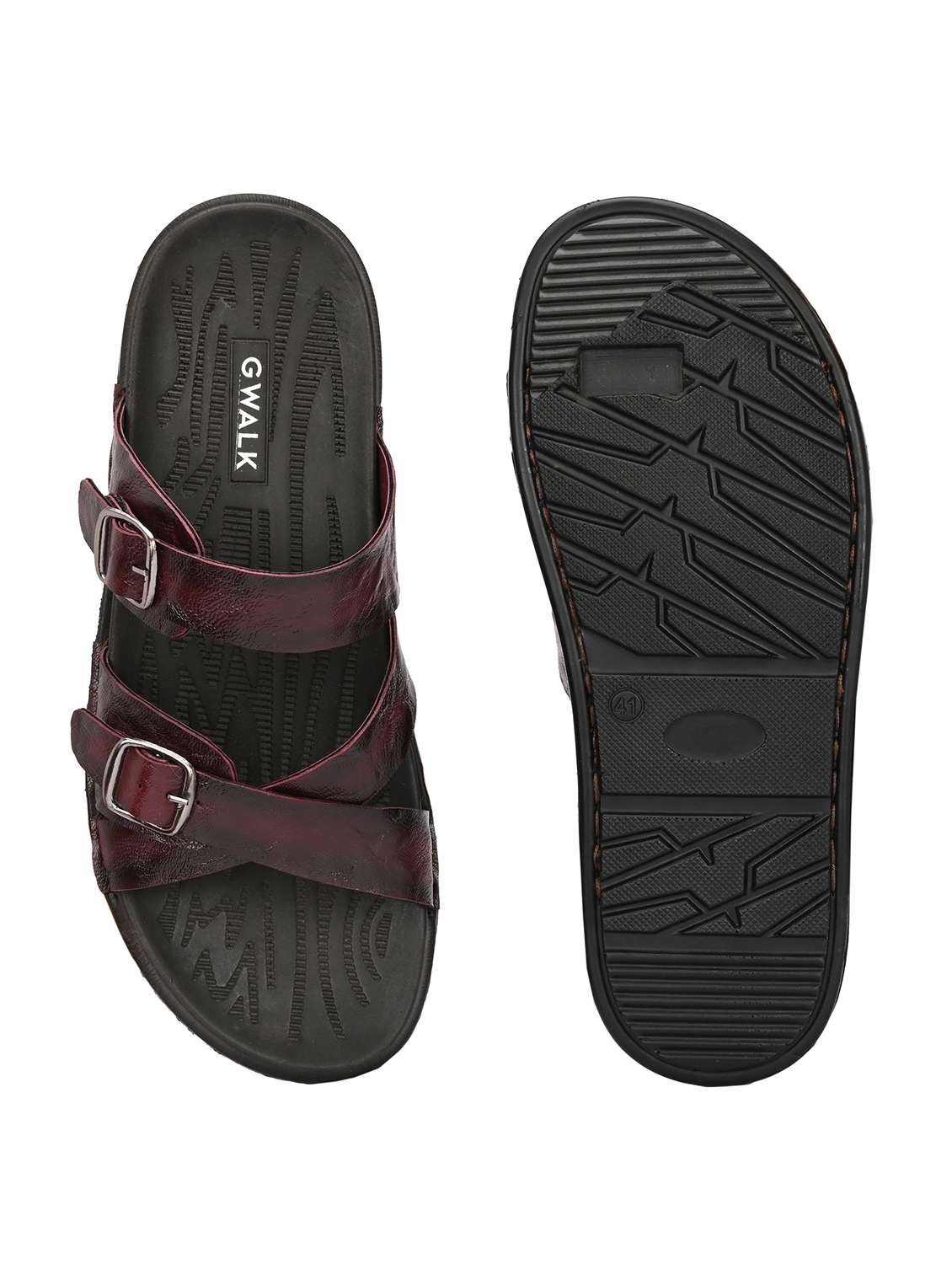 men burgundy slip on sandal - 22003935 -  Standard Image - 4