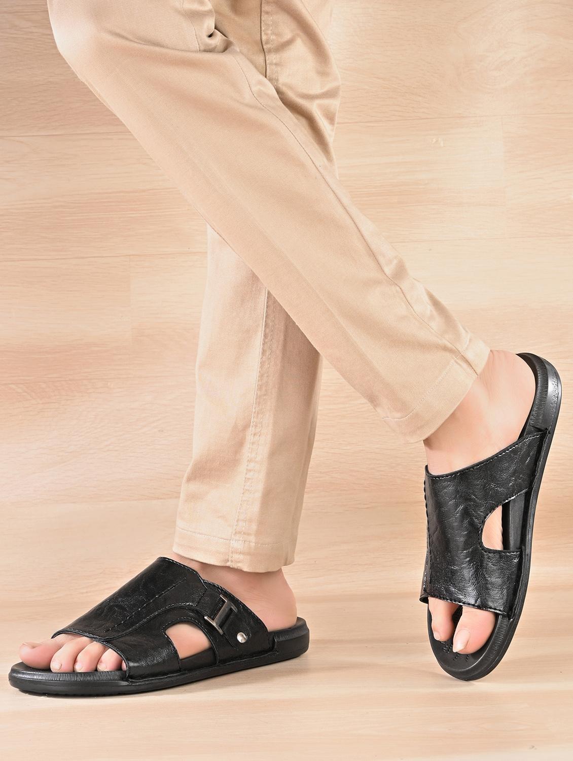 men black slip on sandal - 22003939 - Standard Image - 1
