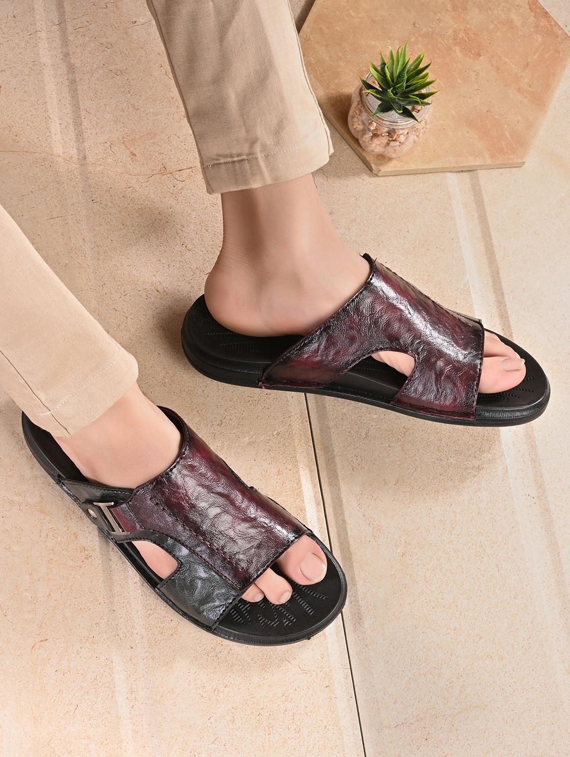 men burgundy slip on sandal - 22003940 - Standard Image - 1