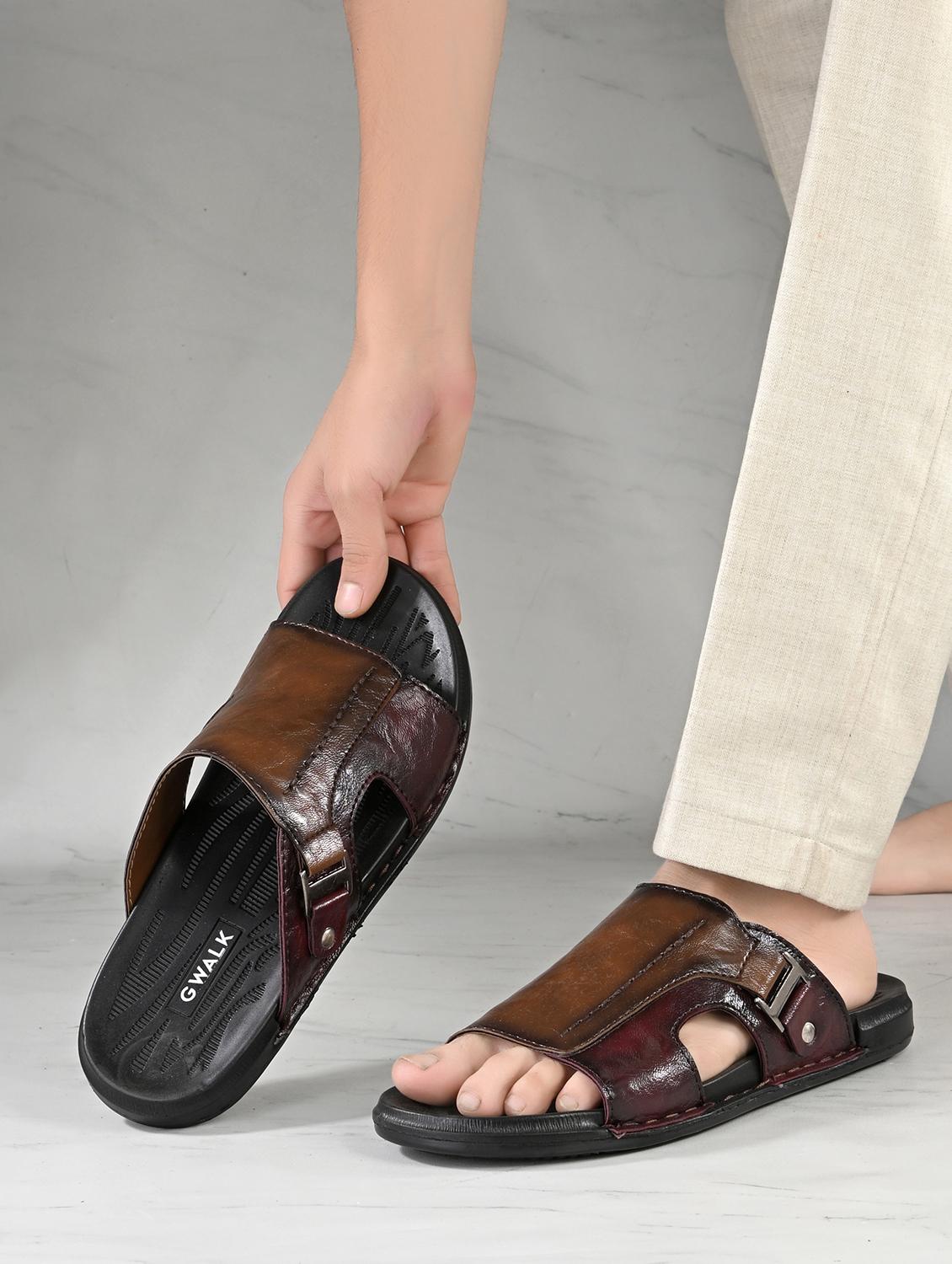 men tan slip on sandal - 22003941 - Standard Image - 1