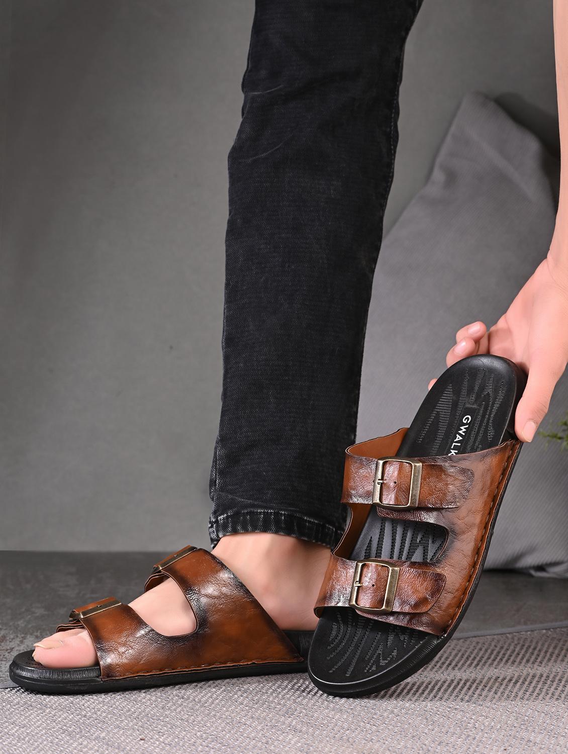 men tan slip on sandal - 22003945 - Standard Image - 1