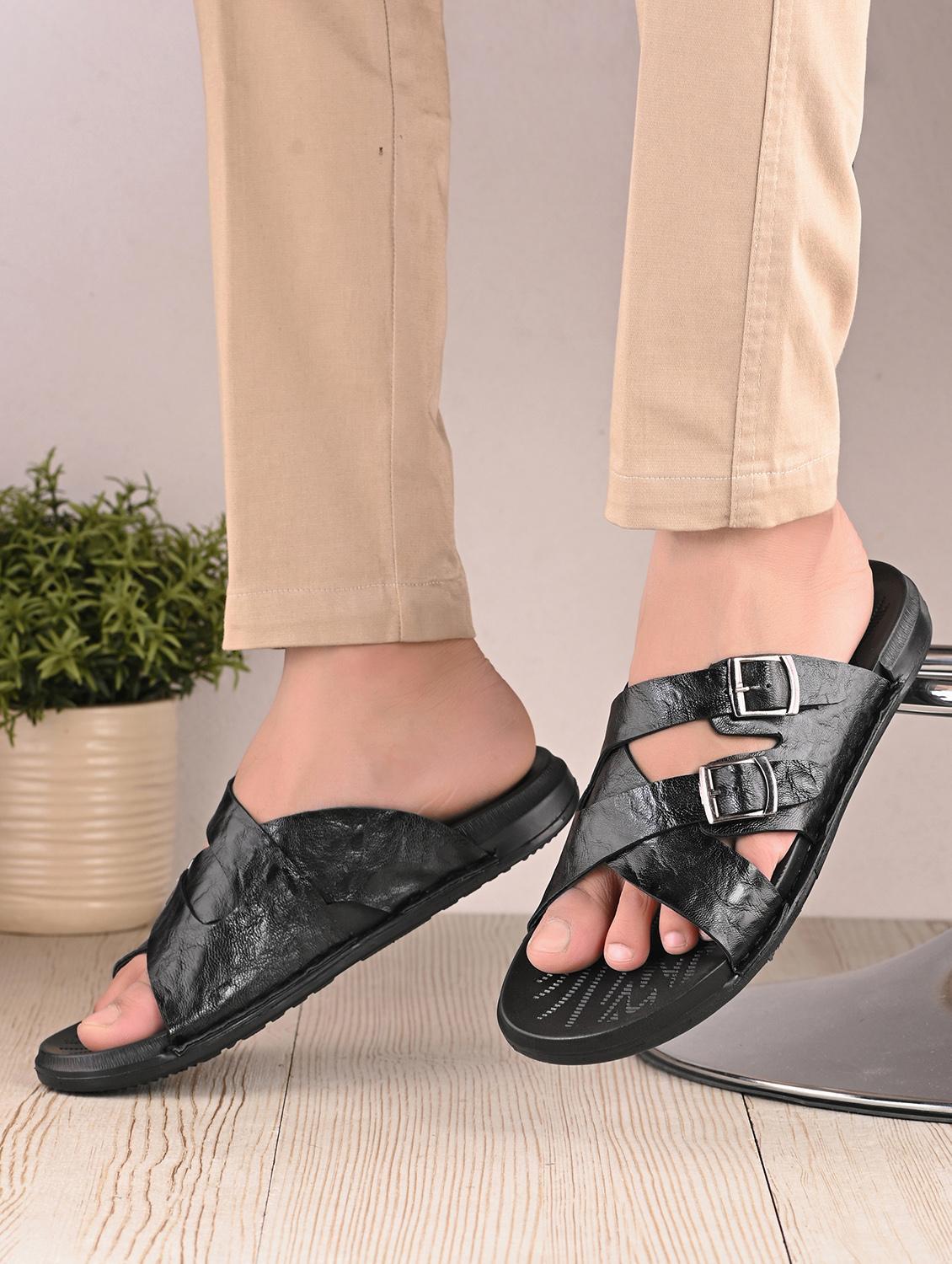 men black slip on sandal - 22003948 - Standard Image - 1