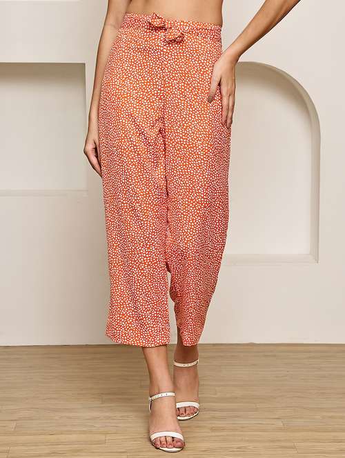 women printed mid rise ankle length straight trouser - 22003951 -  Standard Image - 0