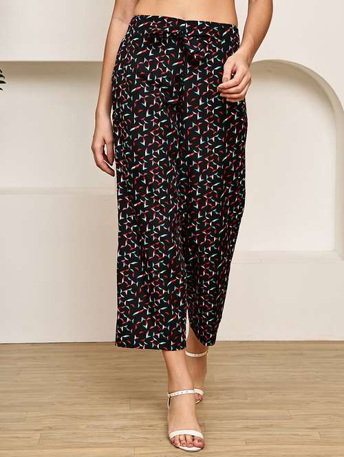 women printed mid rise ankle length straight trouser - 22003953 -  Standard Image - 0