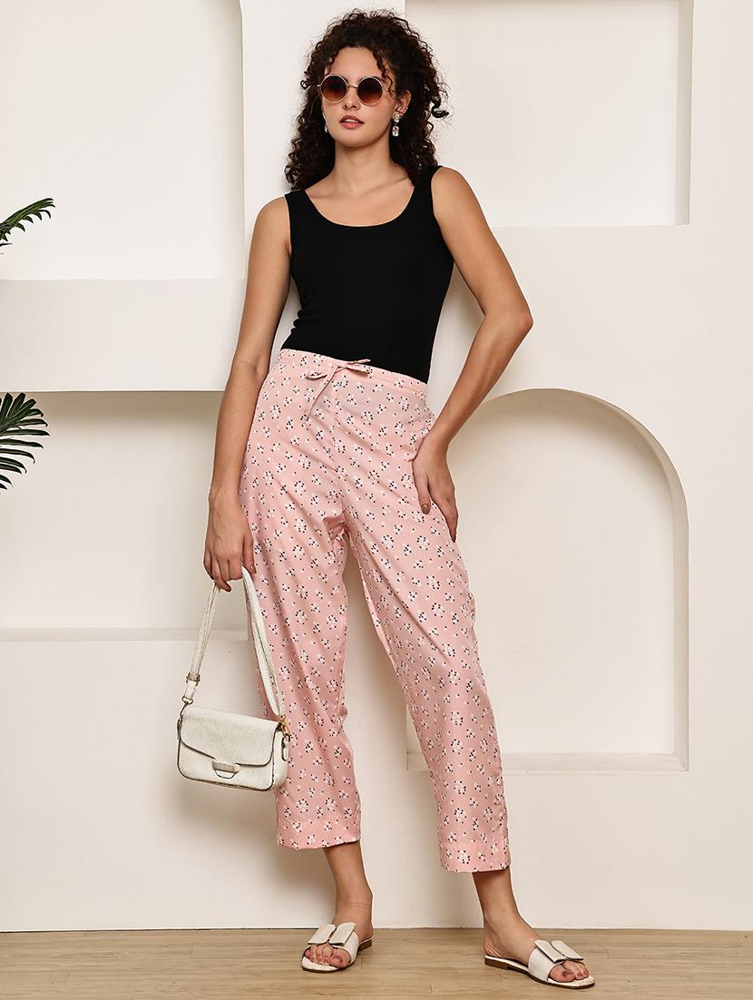women floral printed mid rise ankle length straight trouser - 22003958 - Standard Image - 4