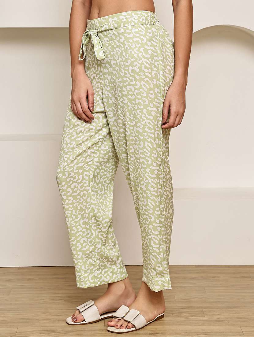 women neo mint printed mid rise ankle length straight trouser - 22003959 - Standard Image - 1