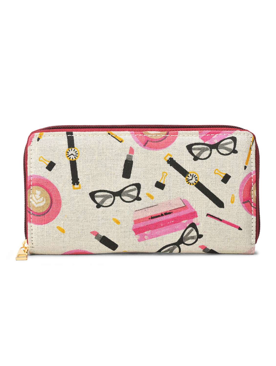women printed zip-around synthetic wallet