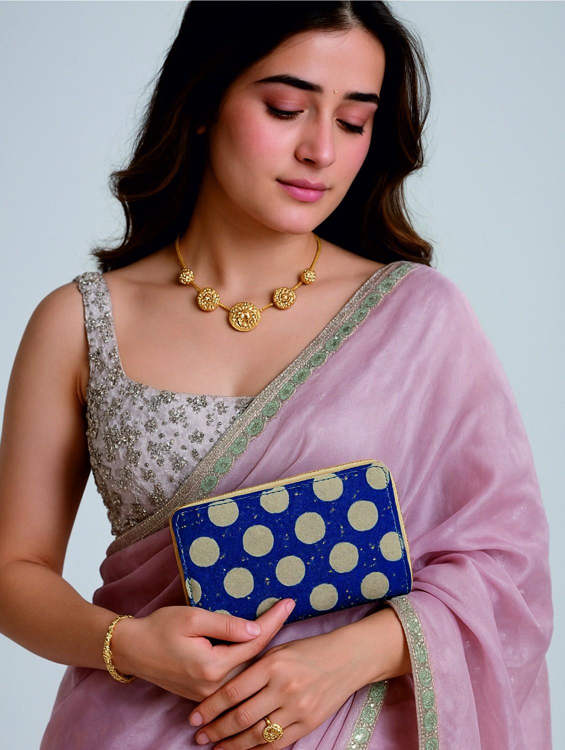 women polka dot blue fabric wallet - 22003964 -  Standard Image - 1