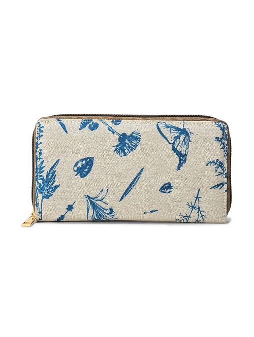 printed beige canvas zip around wallet - 22003965 - Standard Image - 0
