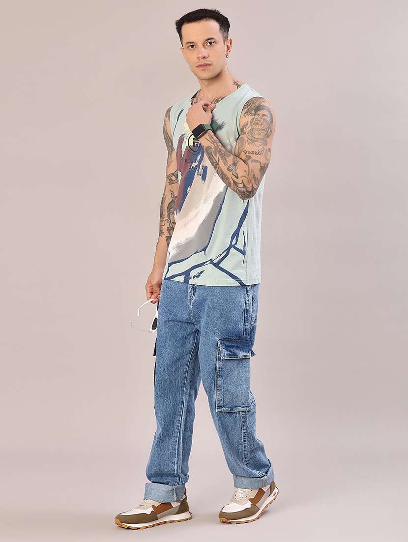 men printed sleeveless regular fit t-shirt - 22004013 -  Standard Image - 4