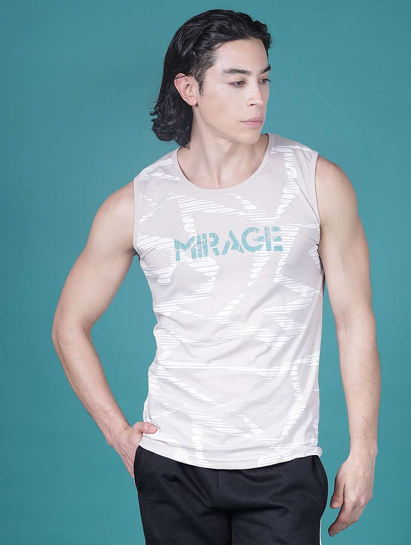 men printed sleeveless regular fit t-shirt - 22004014 -  Standard Image - 1